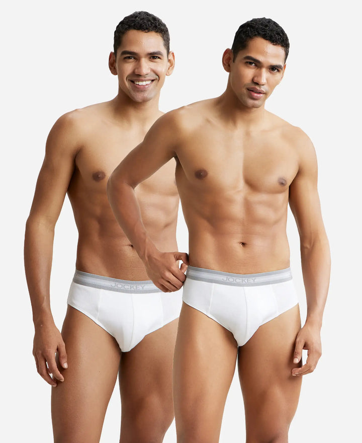 Super Combed Cotton Solid Brief with Stay Fresh Treatment - White (Pack of 2)