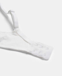 Under-Wired Padded Super Combed Cotton Elastane Stretch Medium Coverage T-Shirt Bra with Detachable Straps - White-12