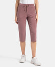 Super Combed Cotton Elastane Stretch Slim Fit Capri with Side Pockets - Burnt Rose
