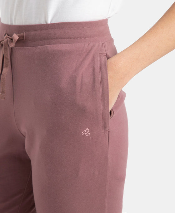 Super Combed Cotton Elastane Stretch Slim Fit Capri with Side Pockets - Burnt Rose