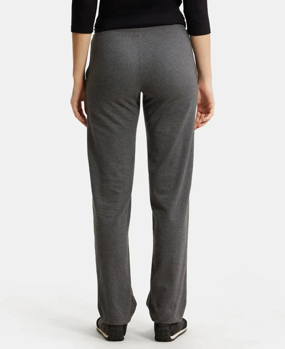 Super Combed Cotton Elastane Stretch Relaxed Fit Trackpants With Side Pockets - Charcoal Melange