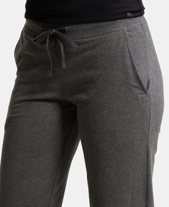 Super Combed Cotton Elastane Stretch Relaxed Fit Trackpants With Side Pockets - Charcoal Melange