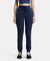 Super Combed Cotton Elastane French Terry Relaxed Fit Joggers With Zipper Pockets - Ink Blue Melange