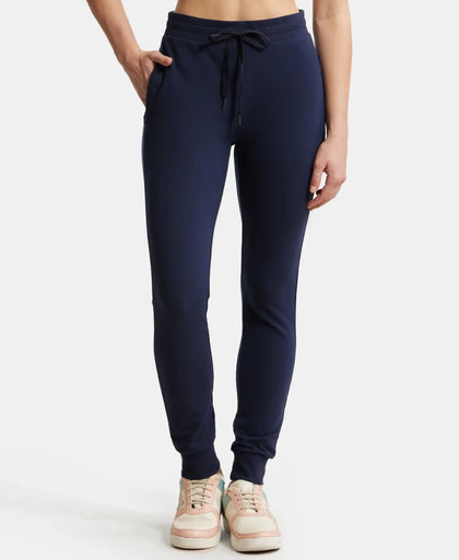 Super Combed Cotton Elastane French Terry Relaxed Fit Joggers With Zipper Pockets - Navy Blazer