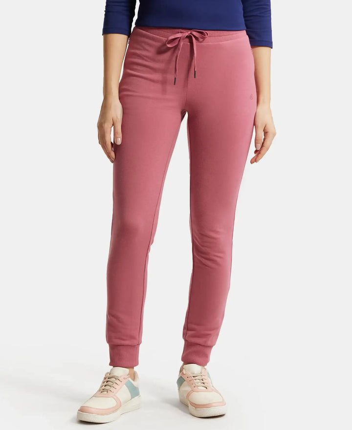 Super Combed Cotton Elastane French Terry Relaxed Fit Joggers With Zipper Pockets - Rose Wine