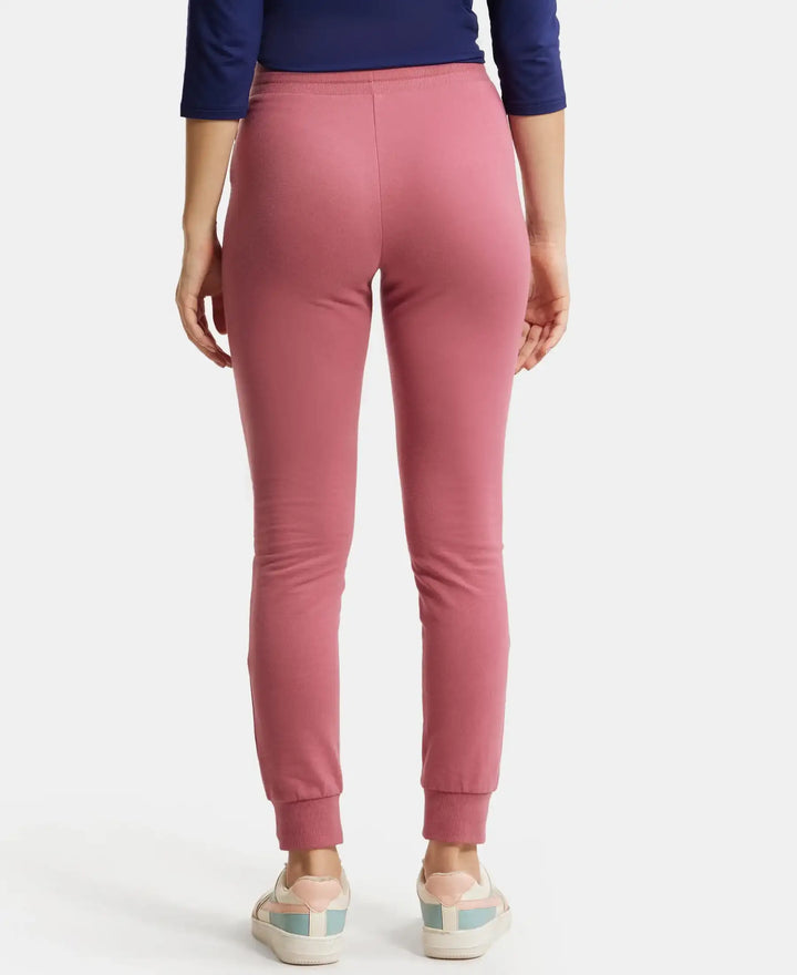 Super Combed Cotton Elastane French Terry Relaxed Fit Joggers With Zipper Pockets - Rose Wine