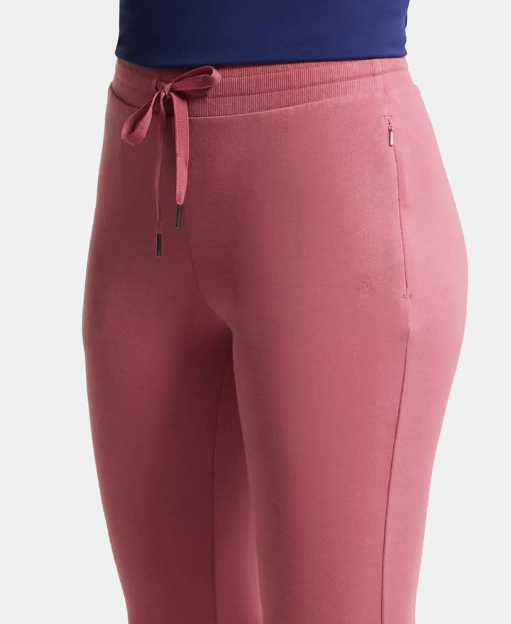 Super Combed Cotton Elastane French Terry Relaxed Fit Joggers With Zipper Pockets - Rose Wine