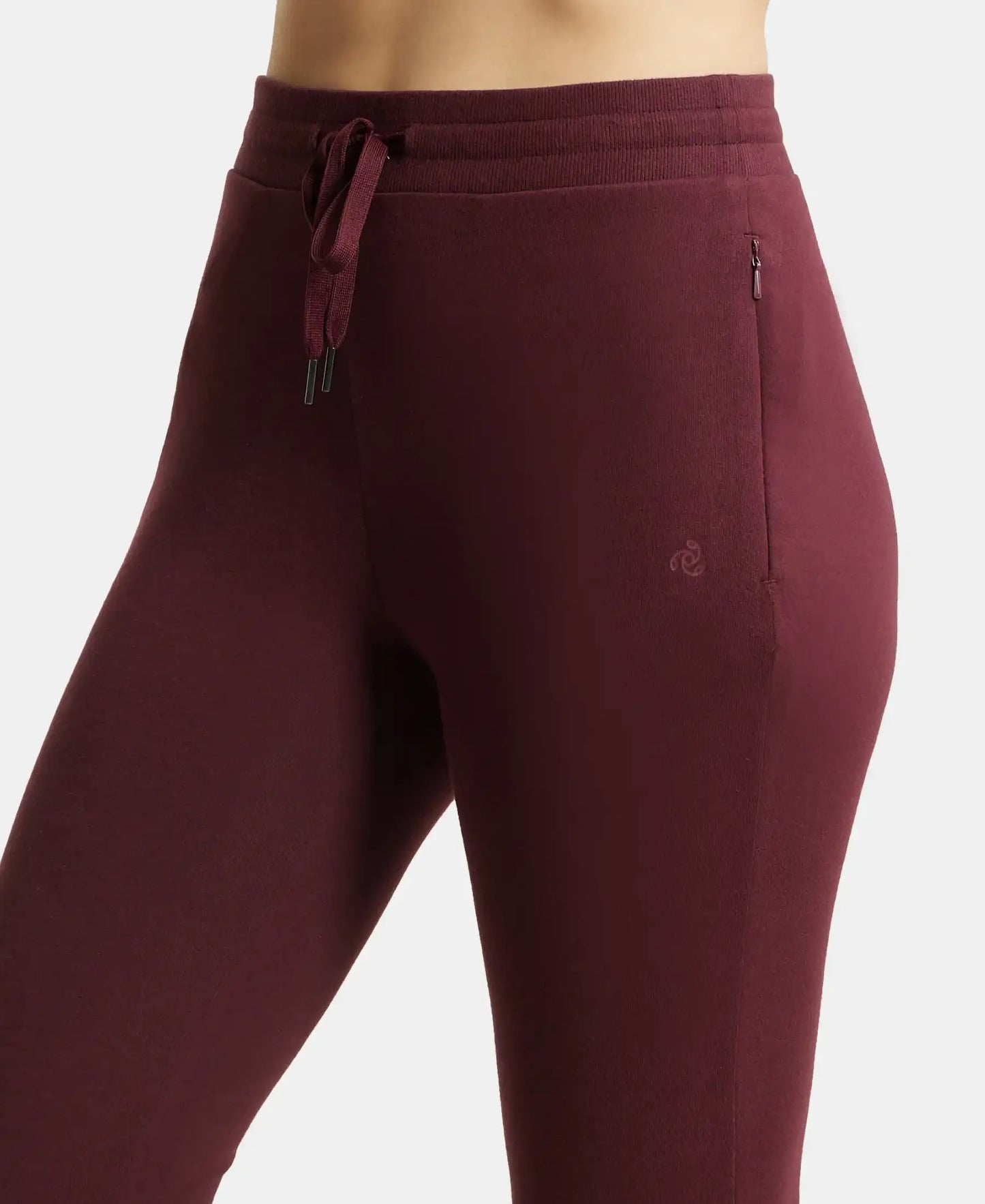 Super Combed Cotton Elastane French Terry Relaxed Fit Joggers With Zipper Pockets - Wine Tasting