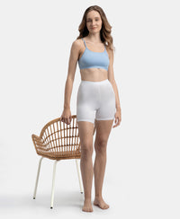 Super Combed Cotton Elastane Stretch Multiway Styled Crop Top With Adjustable Straps and StayFresh Treatment - Soft Chambray