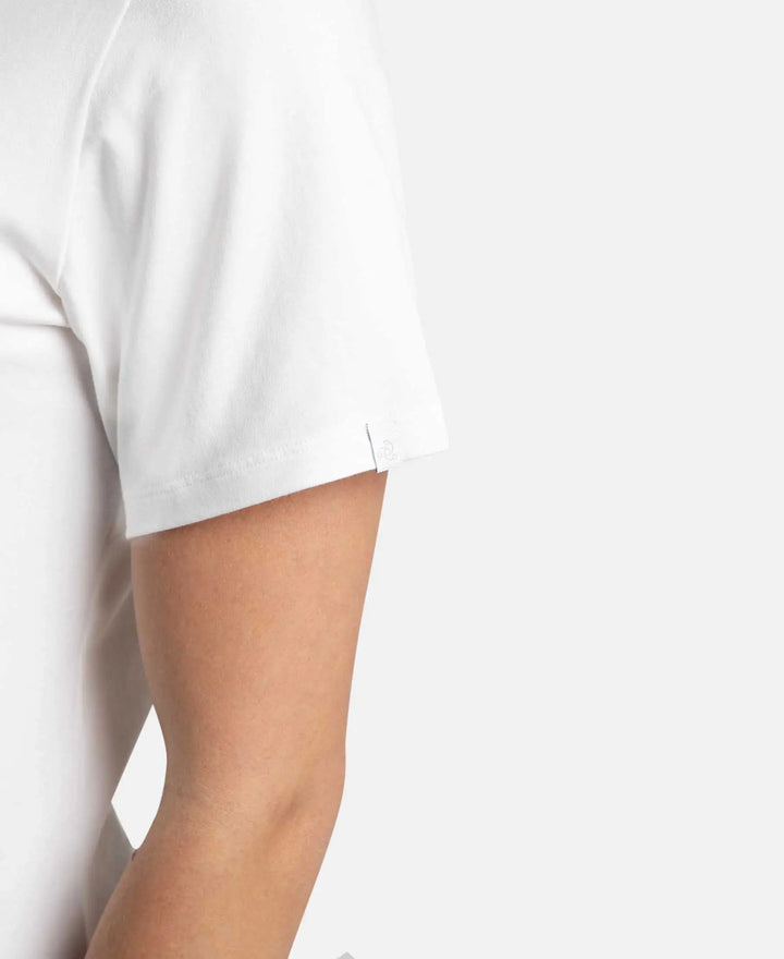Super Combed Cotton Elastane Stretch Regular Fit Graphic Printed Round Neck Half Sleeve T-Shirt - White-8