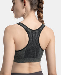 Wirefree Non Padded Micro Touch Nylon Elastane Full Coverage Active Bra With StayFresh Treatment - Black Melange