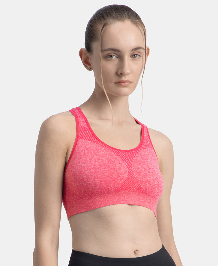 Wirefree Non Padded Micro Touch Nylon Elastane Full Coverage Active Bra With StayFresh Treatment - Ruby Melange