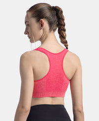 Wirefree Non Padded Micro Touch Nylon Elastane Full Coverage Active Bra With StayFresh Treatment - Ruby Melange