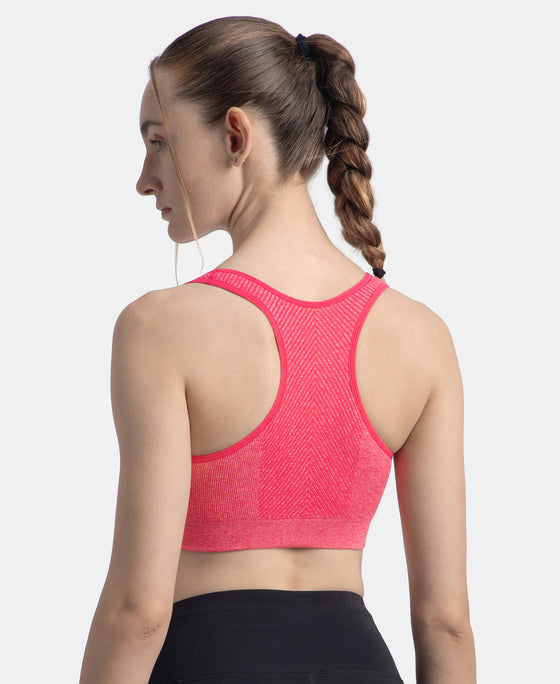 Wirefree Non Padded Micro Touch Nylon Elastane Full Coverage Active Bra With StayFresh Treatment - Ruby Melange