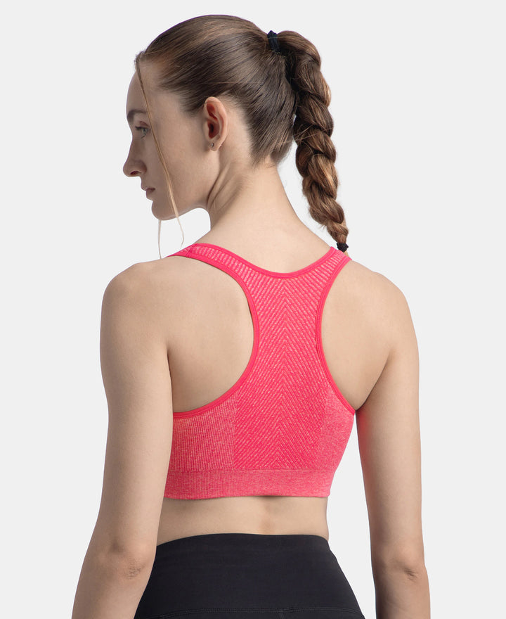 Wirefree Non Padded Micro Touch Nylon Elastane Full Coverage Active Bra With StayFresh Treatment - Ruby Melange