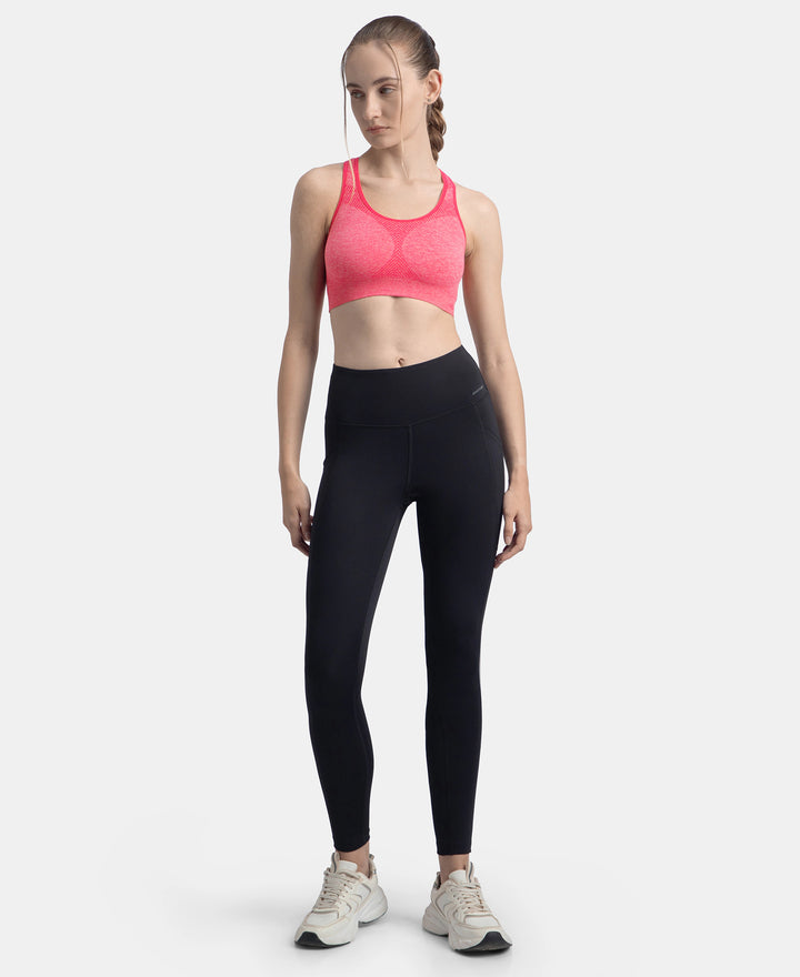 Wirefree Non Padded Micro Touch Nylon Elastane Full Coverage Active Bra With StayFresh Treatment - Ruby Melange