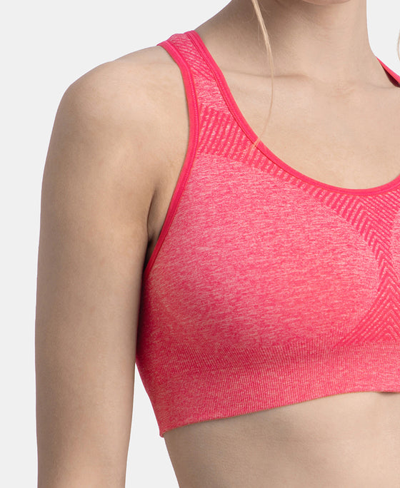 Wirefree Non Padded Micro Touch Nylon Elastane Full Coverage Active Bra With StayFresh Treatment - Ruby Melange
