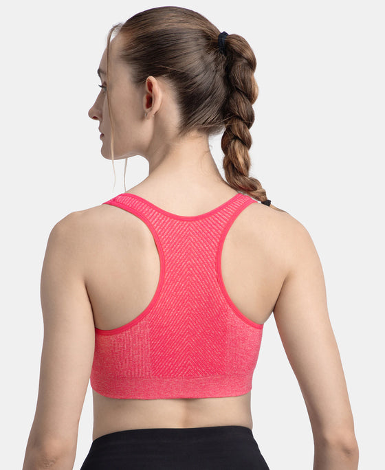 Wirefree Non Padded Micro Touch Nylon Elastane Full Coverage Active Bra With StayFresh Treatment - Ruby Melange