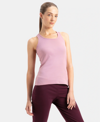 Super Combed Cotton Rib Fabric Slim Fit Solid Racerback Styled Tank Top - Lilas