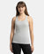 Super Combed Cotton Rib Fabric Slim Fit Solid Racerback Styled Tank Top - Light Grey Melange