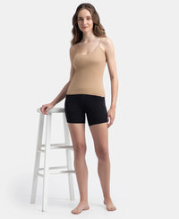 Super Combed Cotton Rib Camisole with Adjustable Straps and StayFresh Treatment - Almondine