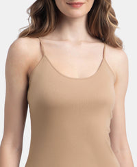 Super Combed Cotton Rib Camisole with Adjustable Straps and StayFresh Treatment - Almondine