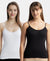 Super Combed Cotton Rib Camisole with Adjustable Straps and StayFresh Treatment - Black & White (Pack of 2)