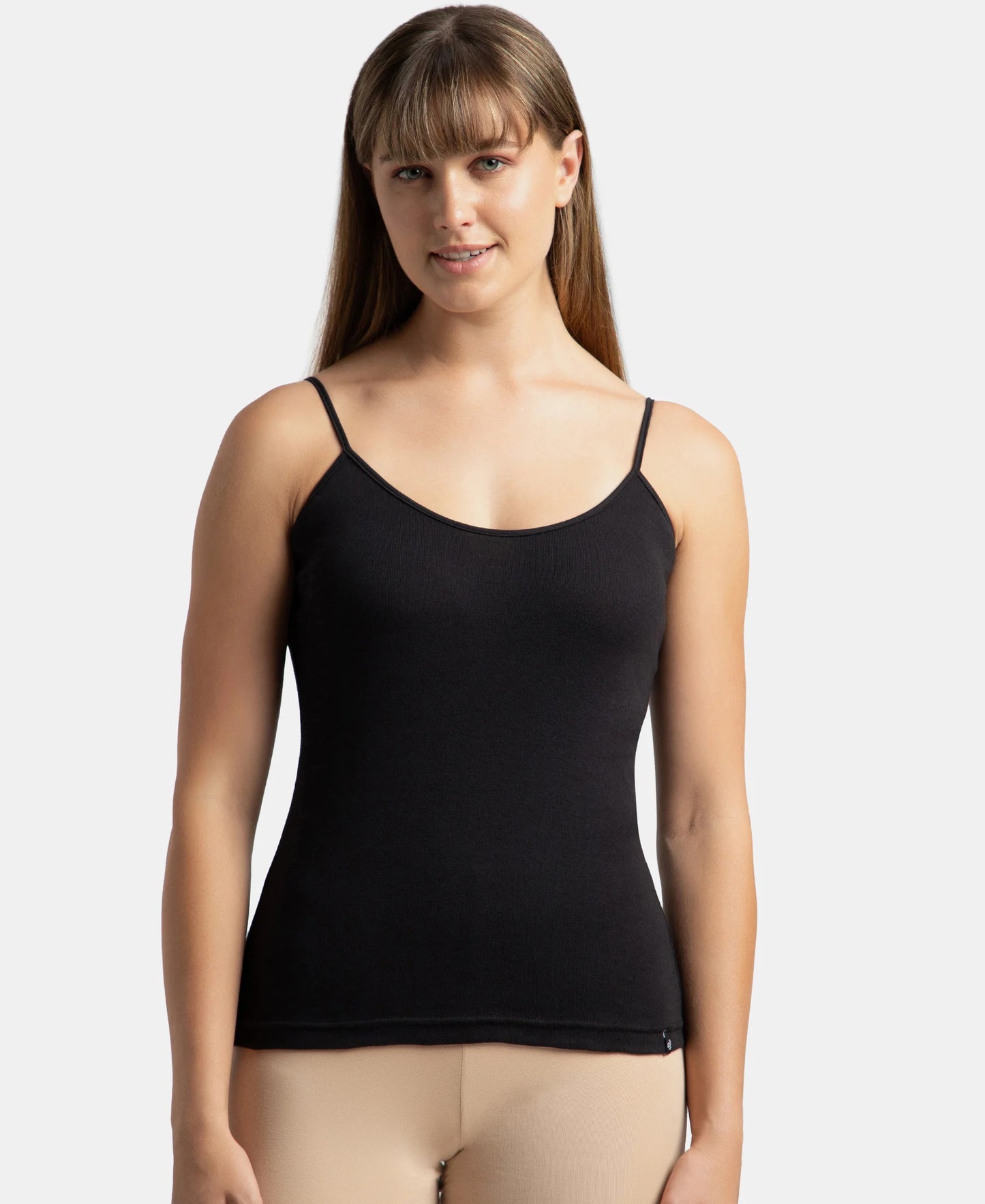Super Combed Cotton Rib Camisole with Adjustable Straps and StayFresh Treatment - Black & White (Pack of 2)