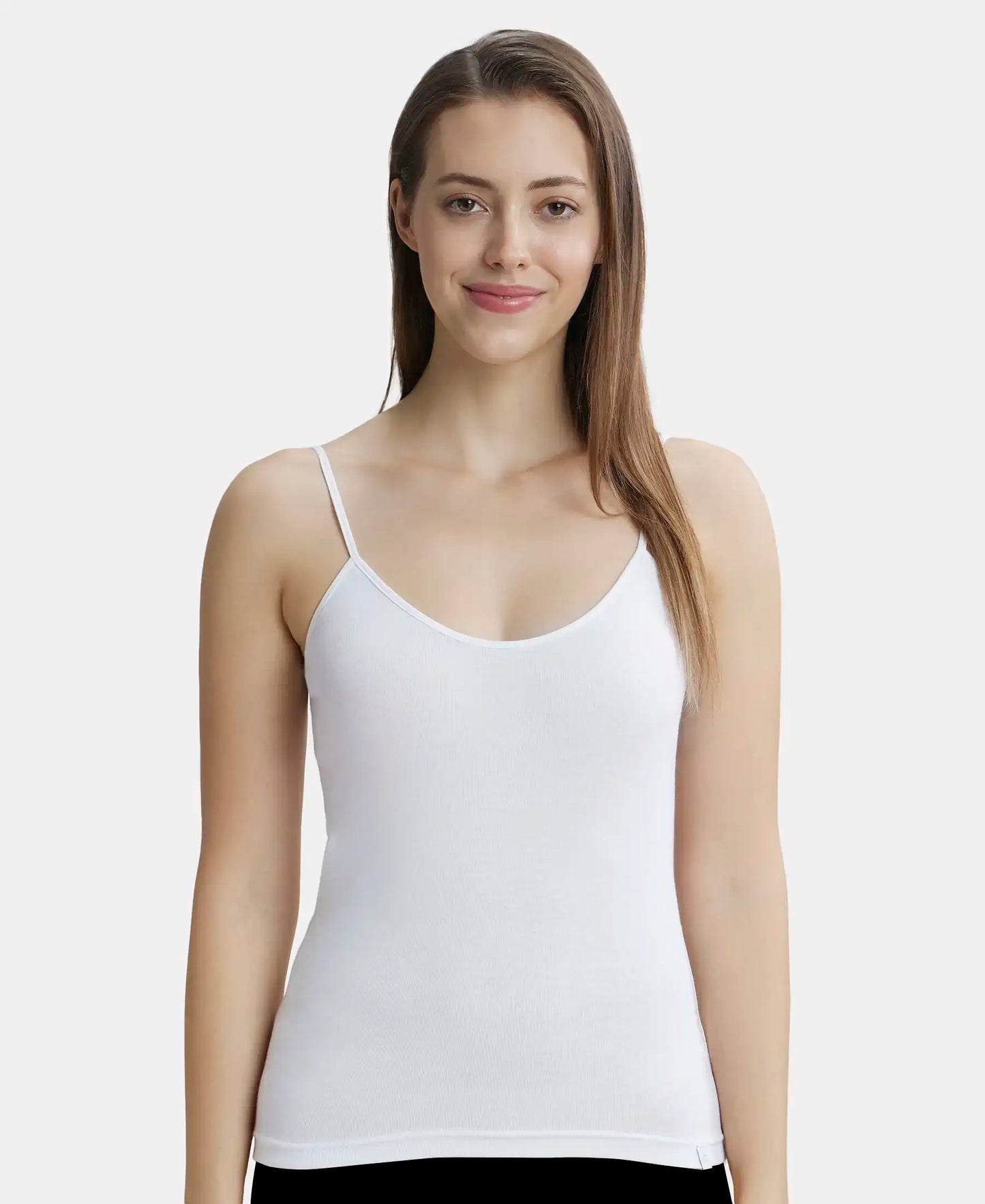 Super Combed Cotton Rib Camisole with Adjustable Straps and StayFresh Treatment - Black & White (Pack of 2)