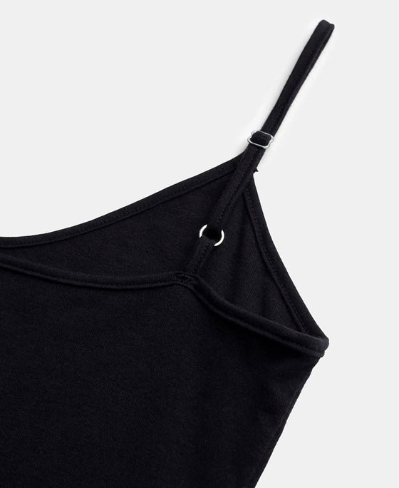 Super Combed Cotton Rib Camisole with Adjustable Straps and StayFresh Treatment - Black-10