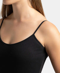 Super Combed Cotton Rib Camisole with Adjustable Straps and StayFresh Treatment - Black-7