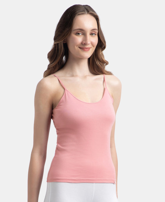 Super Combed Cotton Rib Camisole with Adjustable Straps and StayFresh Treatment - Rose