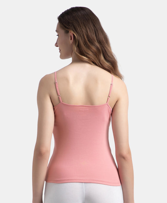 Super Combed Cotton Rib Camisole with Adjustable Straps and StayFresh Treatment - Rose