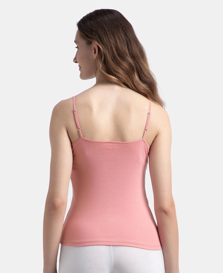 Super Combed Cotton Rib Camisole with Adjustable Straps and StayFresh Treatment - Rose