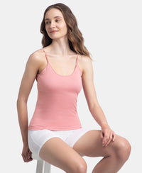 Super Combed Cotton Rib Camisole with Adjustable Straps and StayFresh Treatment - Rose