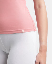Super Combed Cotton Rib Camisole with Adjustable Straps and StayFresh Treatment - Rose