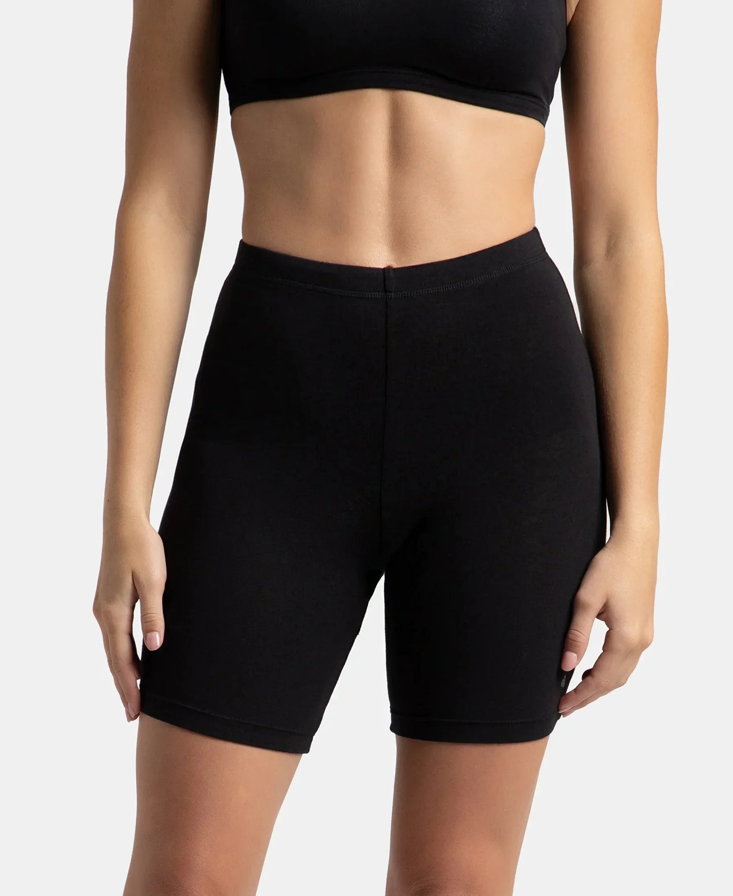 High Coverage Super Combed Cotton Elastane Stretch Shorties With Concealed Waistband - Black & Skin (Pack of 2)