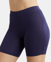 High Coverage Super Combed Cotton Elastane Stretch Shorties With Concealed Waistband - Black & Classic Navy (Pack of 2)
