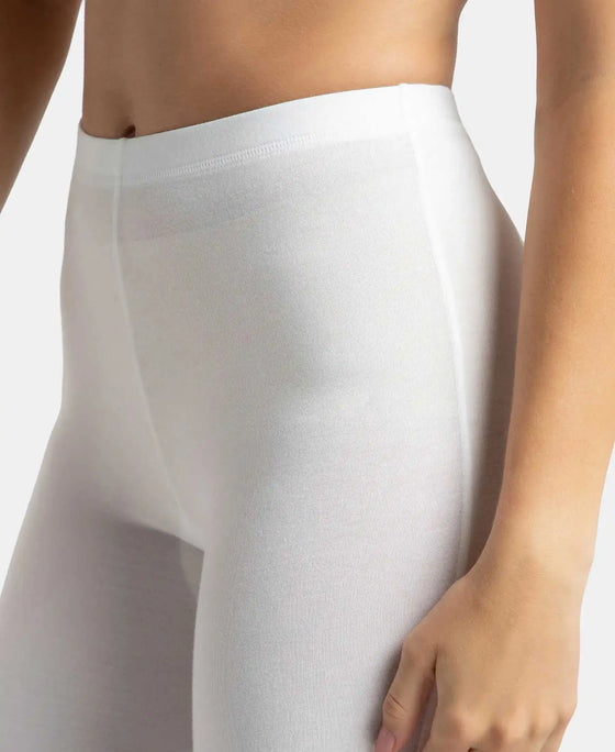 High Coverage Super Combed Cotton Elastane Stretch Shorties With Concealed Waistband - White-7