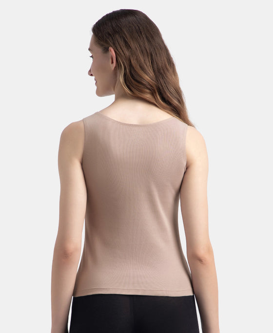 Super Combed Cotton Rib Fabric Inner Tank Top With StayFresh Treatment - Mocha