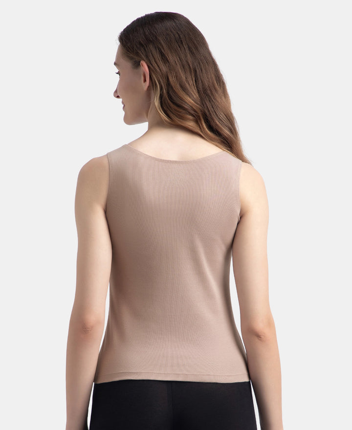 Super Combed Cotton Rib Fabric Inner Tank Top With StayFresh Treatment - Mocha