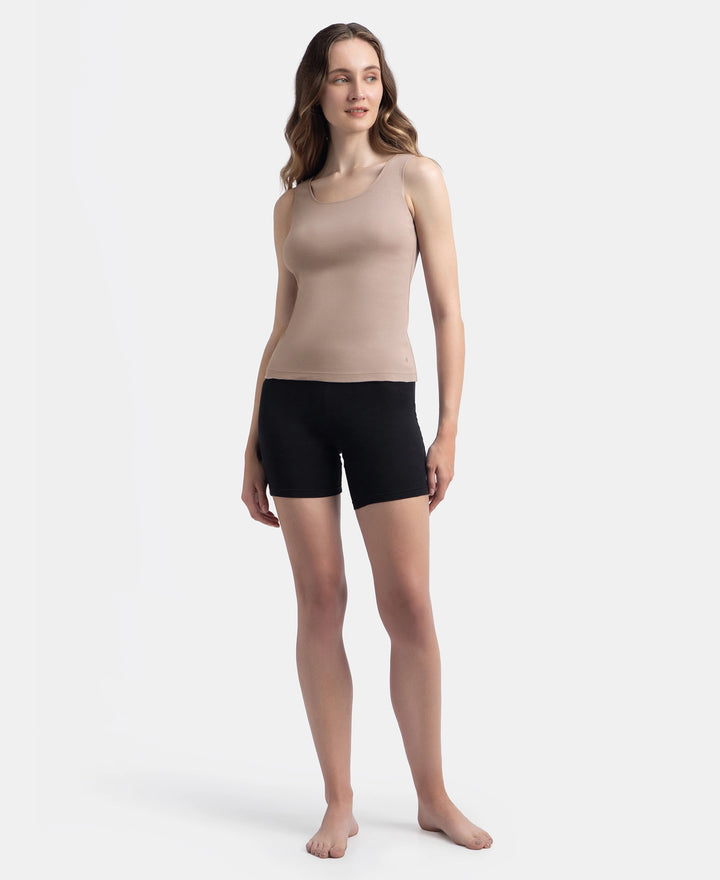 Super Combed Cotton Rib Fabric Inner Tank Top With StayFresh Treatment - Mocha