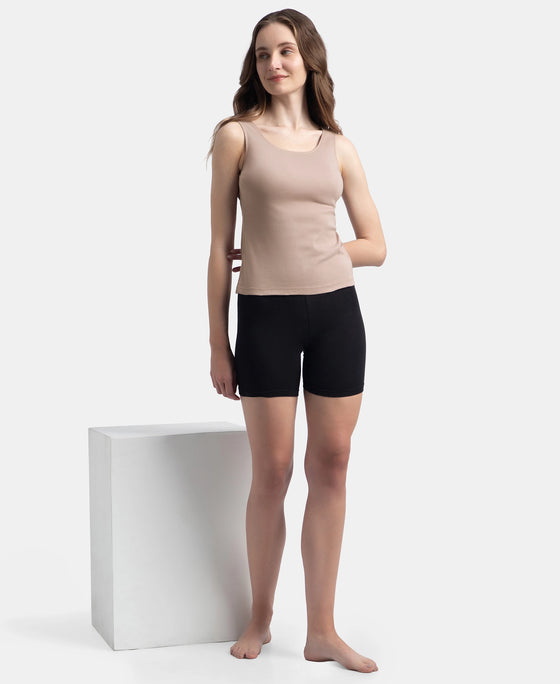 Super Combed Cotton Rib Fabric Inner Tank Top With StayFresh Treatment - Mocha