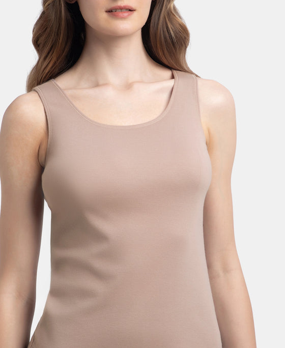 Super Combed Cotton Rib Fabric Inner Tank Top With StayFresh Treatment - Mocha