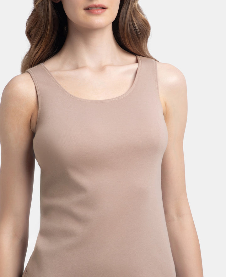 Super Combed Cotton Rib Fabric Inner Tank Top With StayFresh Treatment - Mocha