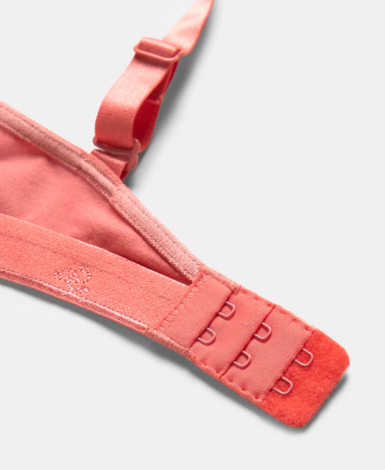 Wirefree Non Padded Super Combed Cotton Elastane Stretch Everyday Bra with Ultrasoft and Durable Underband - Blush Pink