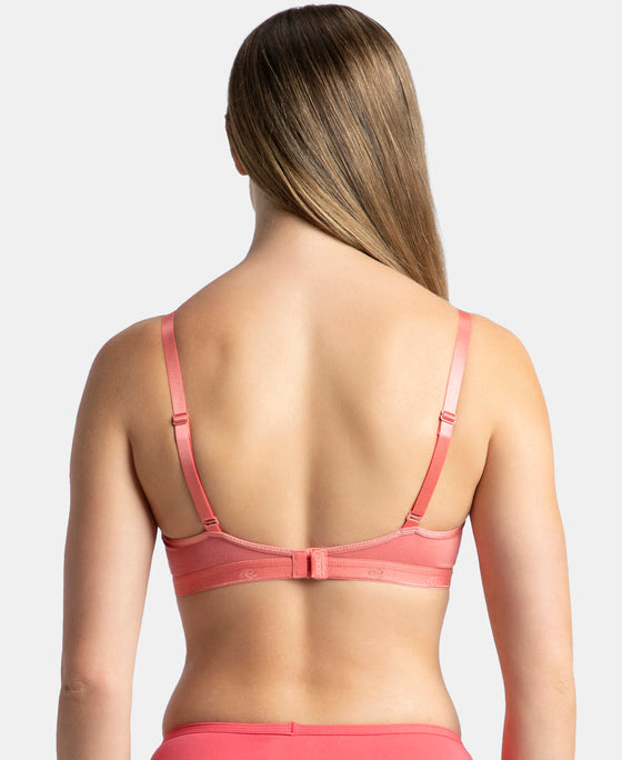 Wirefree Non Padded Super Combed Cotton Elastane Stretch Everyday Bra with Ultrasoft and Durable Underband - Blush Pink