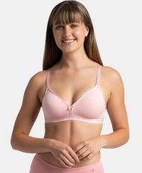 Wirefree Non Padded Super Combed Cotton Elastane Stretch Everyday Bra with Ultrasoft and Durable Underband - Candy Pink