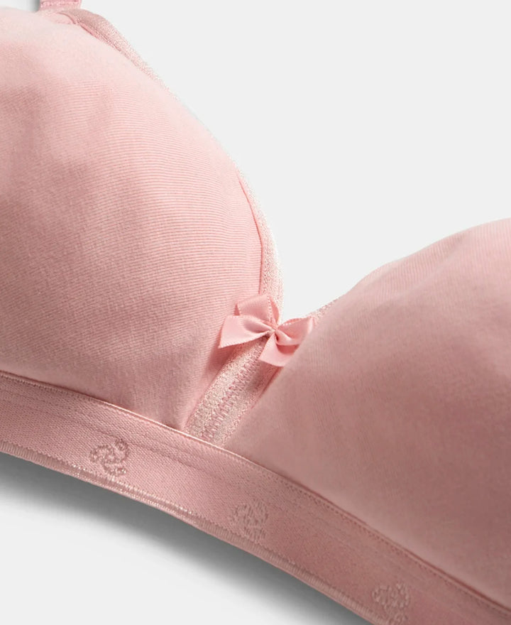 Wirefree Non Padded Super Combed Cotton Elastane Stretch Everyday Bra with Ultrasoft and Durable Underband - Candy Pink