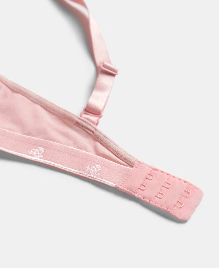 Wirefree Non Padded Super Combed Cotton Elastane Stretch Everyday Bra with Ultrasoft and Durable Underband - Candy Pink